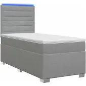 vidaXL Boxspringbed met matras, lichtgrijs, 100 x 200 cm, gestoffeerd