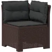 vidaXL 4-Persoons Tuinbank met Kussens Rieten Look PP Bruin