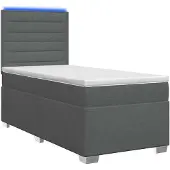 vidaXL Boxspringbed met matras, donkergrijs, 100 x 200 cm, met stoffen bekleding