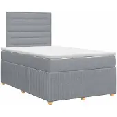 vidaXL Boxspringbed met matras Lichtgrijs 120 x 190 cm Stof