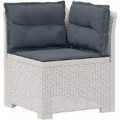 vidaXL 5-Zits Tuinbank met Kussens Rattanlook PP Wit