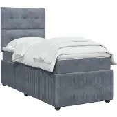 vidaXL Boxspringbed met matras, donkergrijs, 90 x 200 cm, fluweel