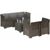 vidaXL 5-Zits Tuinbank met Kussens Rattanlook PP Lichtgrijs