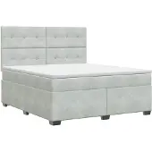 vidaXL Boxspringbed met matras Lichtgrijs 180 x 200 cm Fluweel