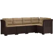 vidaXL 5-Zits Tuinbank met Kussens Rattanlook PP Bruin
