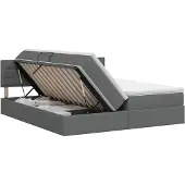 vidaXL Opbergbed met hoofdeinde 2 st Donkergrijs Kunstleer