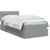 vidaXL LED-bed met opbergruimte en matras, lichtgrijs, 100 x 200 cm, met stoffen bekleding