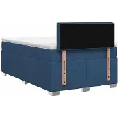 vidaXL Boxspringbed met matras en hoofdbord, blauw, 120 x 200 cm, stof