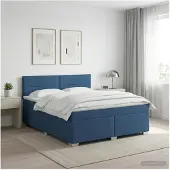 vidaXL Boxspringbed met matras met hoofdeinde Blauw 140 x 190 cm Stof
