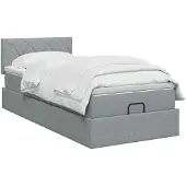 vidaXL Ottoman bed met matras Lichtgrijs 100 x 200 cm Stof