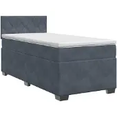 vidaXL Boxspringbed met matras Donkergrijs 90 x 200 cm Fluweel