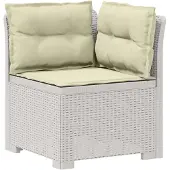 vidaXL Twee-zits Tuin Sofa met Kussens Rieten Look 2-zits PP Wit