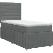 vidaXL Boxspringbed met matras met hoofdeinde Donkergrijs Enkel Stof