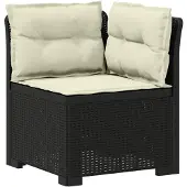vidaXL Eén-zits Tuin Sofa met Kussens Rieten Look PP Antraciet