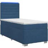 vidaXL Boxspringbed met matras en hoofdeinde, blauw, 100 x 200 cm, stof