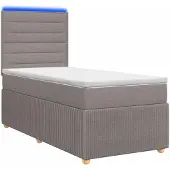 vidaXL LED boxspringbed met matras, taupe, 100 x 200 cm, gestoffeerd