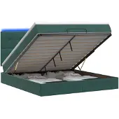 vidaXL Ottomanbed met matras en LED-verlichting, donkergroen, 140 x 190 cm, fluweel