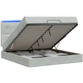 vidaXL Ottomanbed met matras en LED-verlichting, lichtgrijs, 140 x 190 cm, fluweel