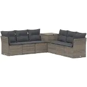 vidaXL Bankstel 7 st Grijs en Donkergrijs Poly Rattan en Staal
