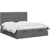vidaXL Ottoman bed met matras met hoofdeinde 2 st Donkergrijs Stof