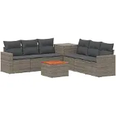 vidaXL Bankstel 8 st Grijs en Donkergrijs Poly Rattan en Staal