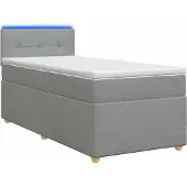 vidaXL Boxspringbed met matras, lichtgrijs, 90 x 200 cm, gestoffeerd