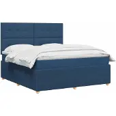 vidaXL LED boxspringbed met matras, blauw, 160 x 200 cm, gestoffeerd