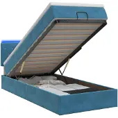 vidaXL Ottomanbed met matras en LED-verlichting, donkerblauw, 100 x 200 cm, fluweel