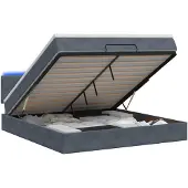 vidaXL Ottomanbed met matras en LED-verlichting, donkergrijs, 180 x 200 cm, fluweel