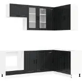 vidaXL Keukenblok LUCCA 8 st Zwart Bewerkt hout