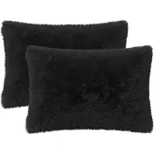 vidaXL Kussen 2 st HEERLEN Zwart 50 x 70 cm PV Fleece