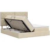 vidaXL Opbergbed met hoofdeinde Crèmekleurig 200 x 200 cm Stof