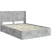 vidaXL Bedframe met opbergruimte en hoofdbord Betongrijs 140 x 200 cm