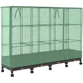 vidaXL Tuinschutting met Kasbedekking en Wielen 4 st Bruin PP