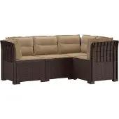 vidaXL 4-Persoons Tuin Sofa met Kussens Rattan Look PP Bruin