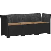 vidaXL 3-Zits Tu bank met Kussens Rattan Look PP Antraciet