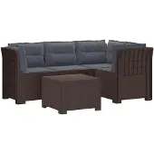 vidaXL 4-Zitter Tuin Sofa met Kussens Rattan Look PP Bruin