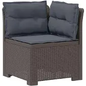 vidaXL Eén-zits Tuin Sofa met Kussens Rieten Look PP Lichtgrijs