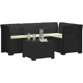 vidaXL 4-Zitter Tuin Sofa met Kussens Rattan Look PP Antraciet
