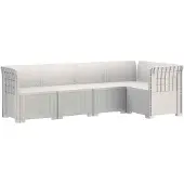 vidaXL 5-Zits Tuinbank Rattanlook PP Wit