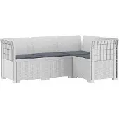 vidaXL 4-Persoons Tuin Sofa met Kussens Rattan Look PP Wit