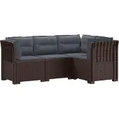 vidaXL 4-Persoons Tuin Sofa met Kussens Rattan Look PP Bruin