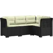vidaXL 4-Persoons Tuin Sofa met Kussens Rattan Look PP Antraciet