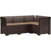 vidaXL 4-Persoons Tuin Sofa met Kussens Rattan Look PP Bruin
