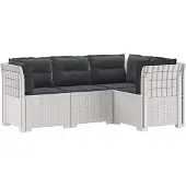 vidaXL 4-Persoons Tuin Sofa met Kussens Rattan Look PP Wit