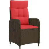 vidaXL Ligstoel voor Tuin Bruin en Rood poly rattan