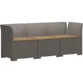 vidaXL 3-Zits Tu bank met Kussens Rattan Look PP Lichtgrijs