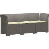 vidaXL 3-Zits Tu bank met Kussens Rattan Look PP Lichtgrijs