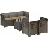 vidaXL 5-Zits Tuinbank met Kussens Rattanlook PP Lichtgrijs