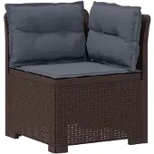 vidaXL Twee-zits Tuin Sofa met Kussens Rieten Look 2-zits PP Bruin